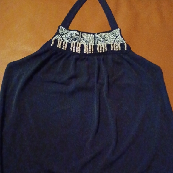 💙🌺The Limited Black Embellished Halter Tank Top - Picture 2 of 10